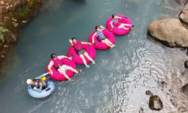 Pink tubings in Rio Celeste