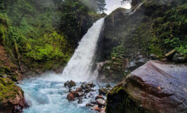 Waterfall Catarata Morpho Azul in Upala, Costa Rica