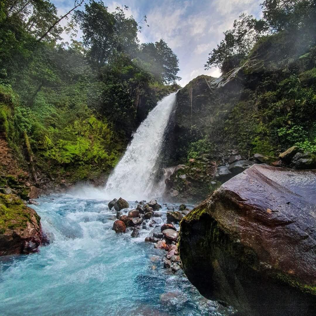 Waterfall Catarata Morpho Azul in Upala, Costa Rica